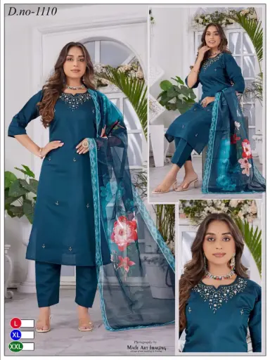 Blossom Roman-Silk Embroidered Kurta Set